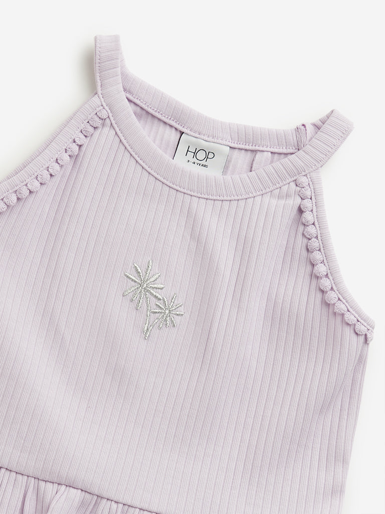 Westside HOP Kids Lilac Ribbed Textured Cotton Casual Top for Casual Wear Zoomed View