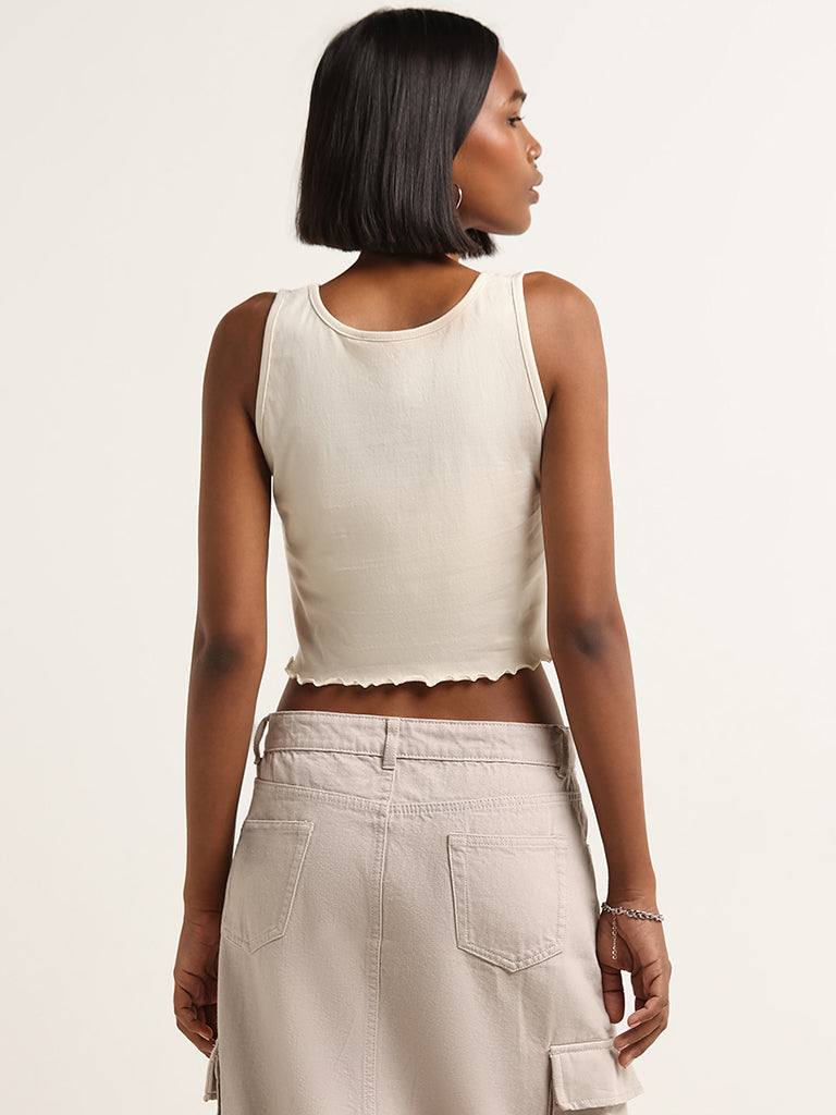 Nuon Multicolour Sleeveless Cotton Crop Top