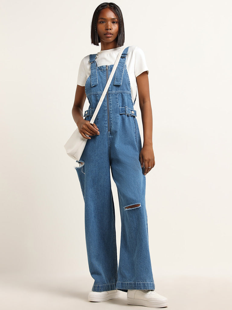 Womens denim shops jumpsuit