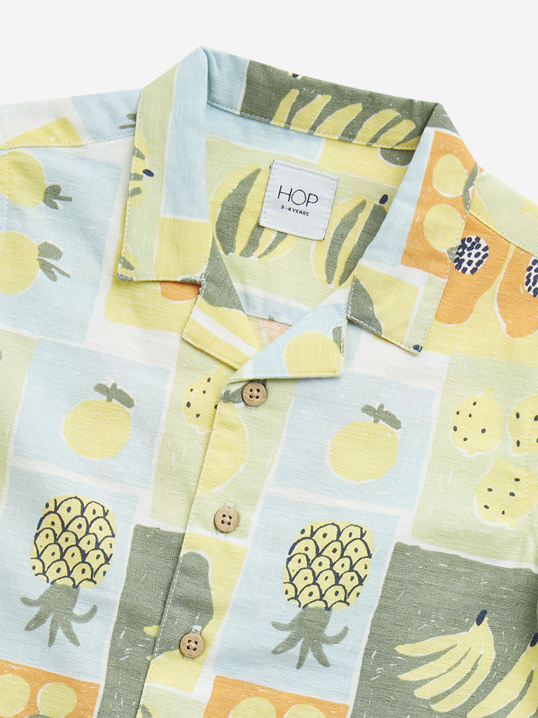 Westside HOP Kids Lime Fruit Printed Cotton Shirt for Casual Wear Zoomed View