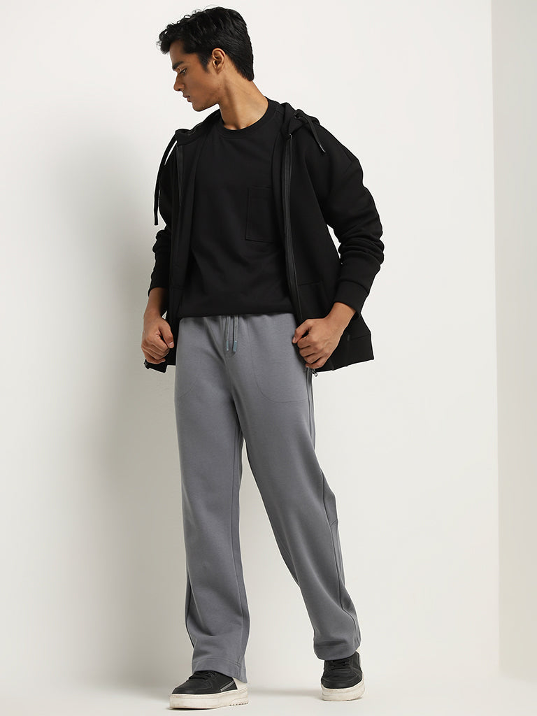 Studiofit Dark Grey Relaxed Fit Cotton Blend Track Pants