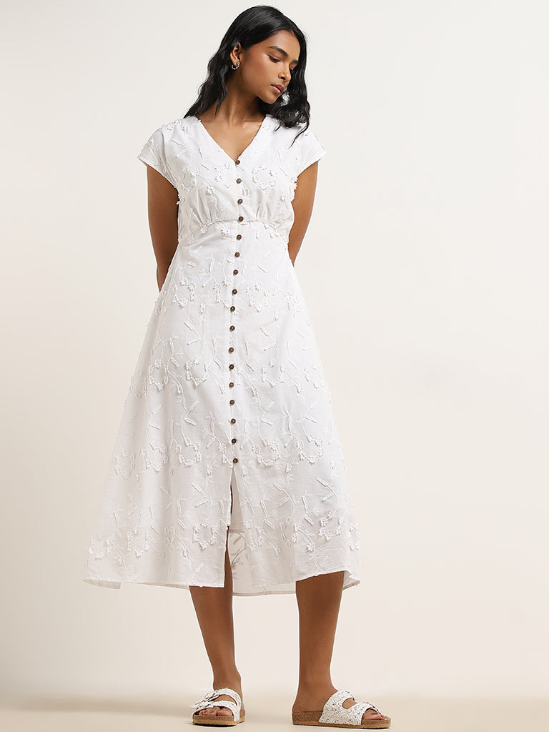 White floral a line dress fashion