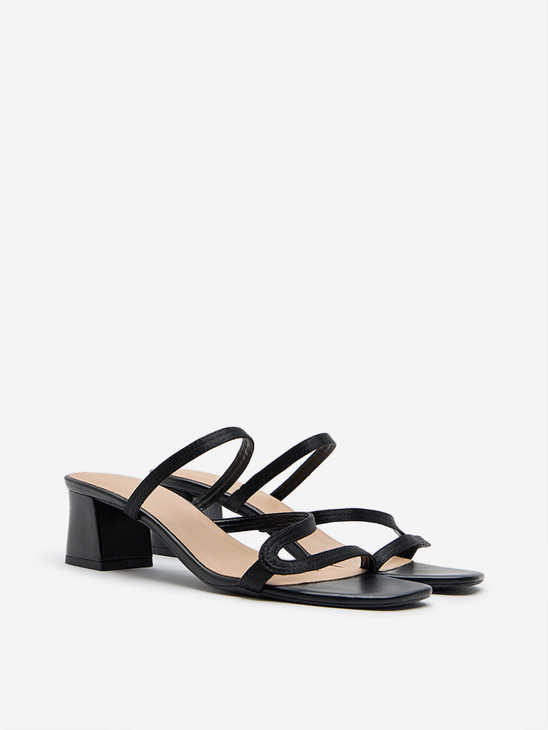 Buy LUNA BLU Black Multi Strap Block Heel Sandals from Westside