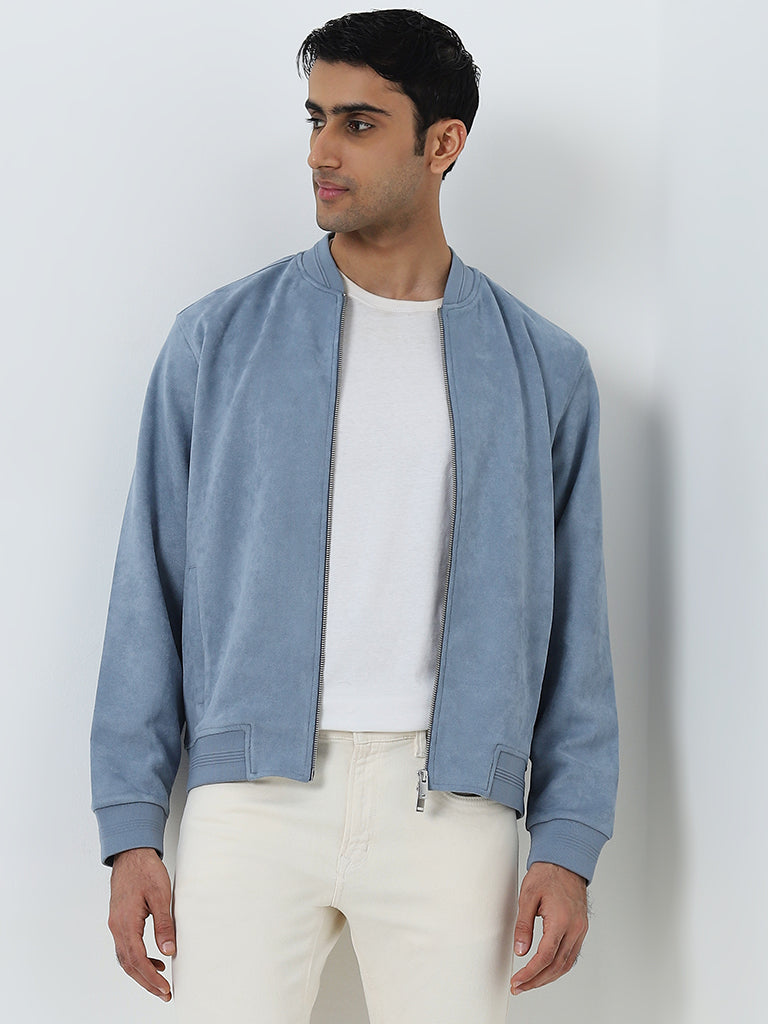 Light blue suede jacket best sale