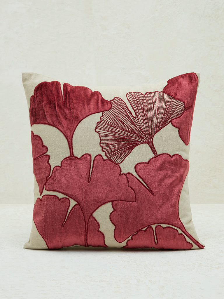 Buy Westside Home Maroon Floral Design Cushion Cover from Westside