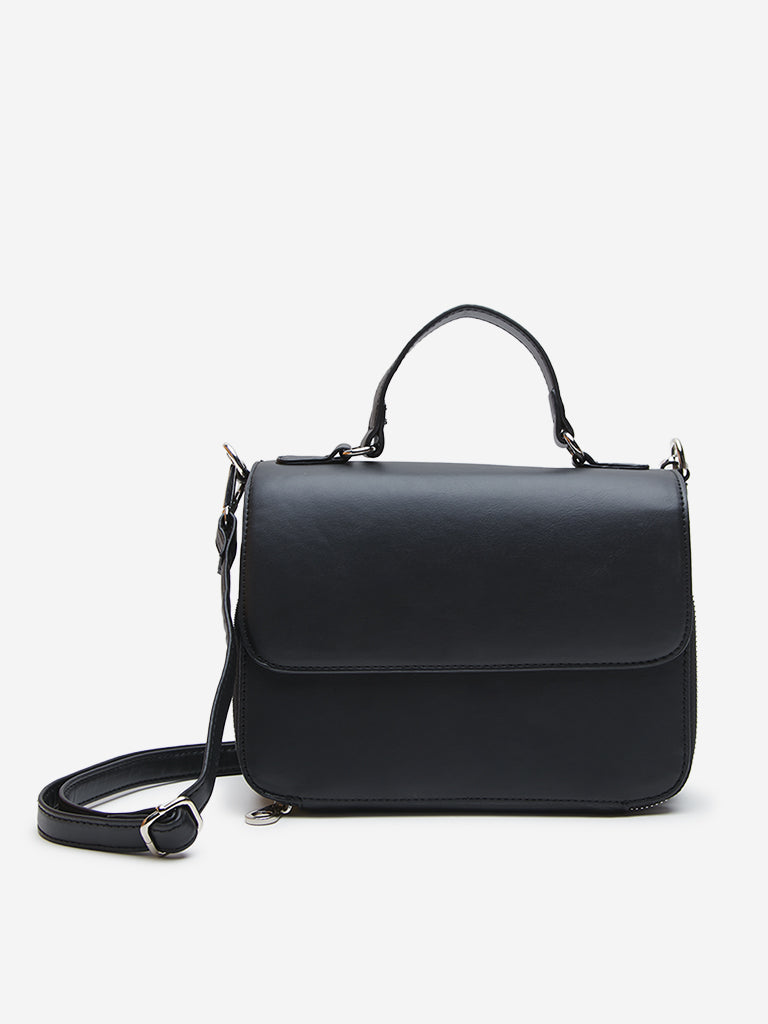 Buy LOV Black Solid Satchel Bag from Westside