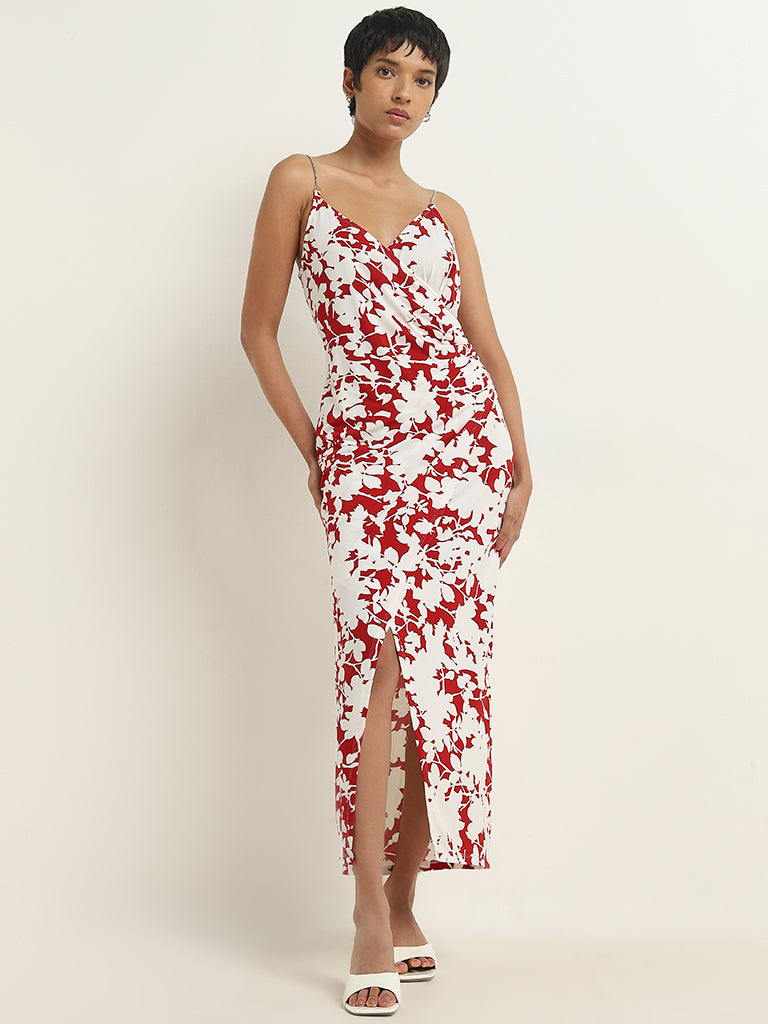 Buy Wardrobe Red Floral Printed Slip Dress from Westside