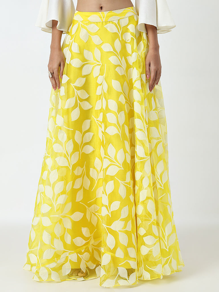 Floral flare skirt yellow hotsell