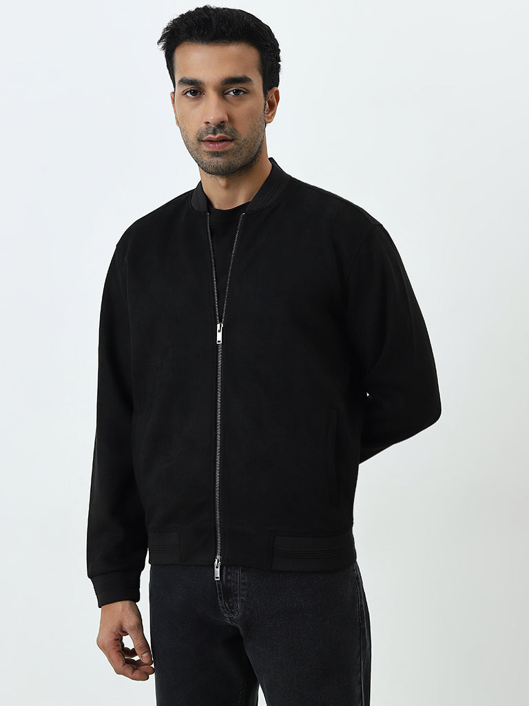 Ascot Black Faux Suede Relaxed Fit Jacket