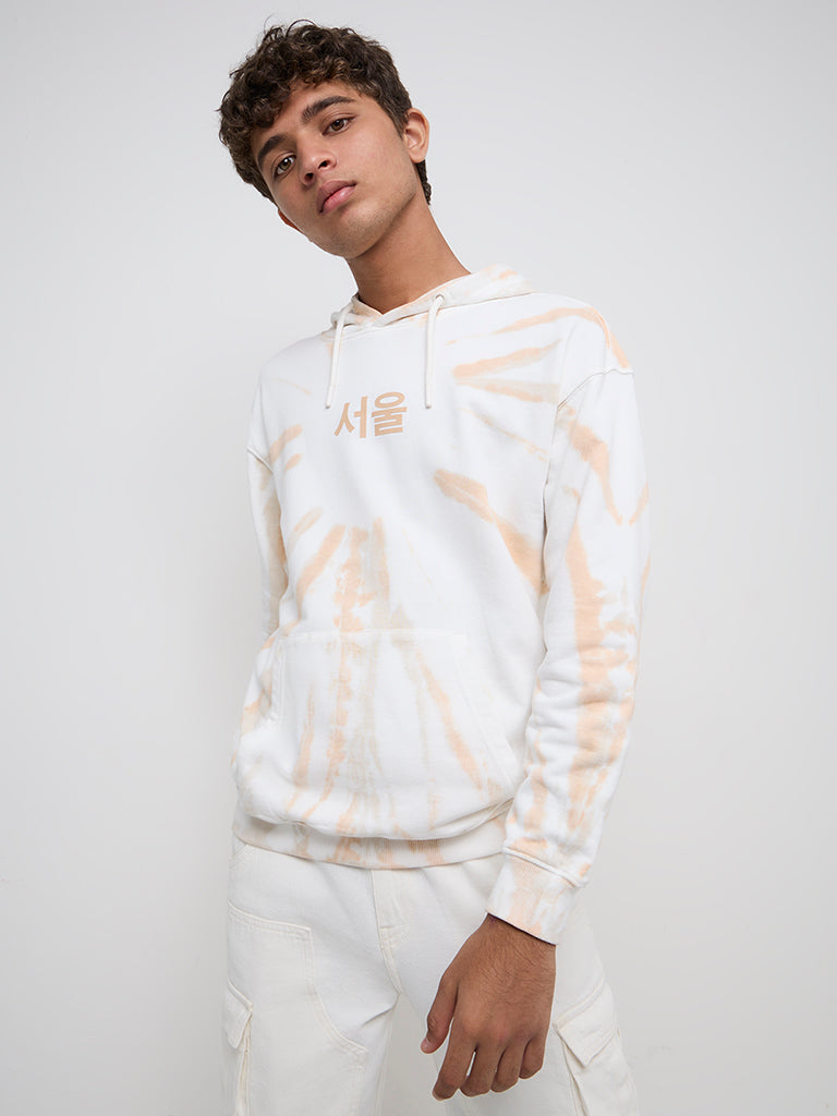 Buy Y F Kids Peach Tie Dye Printed Cotton Sweatshirt from Westside