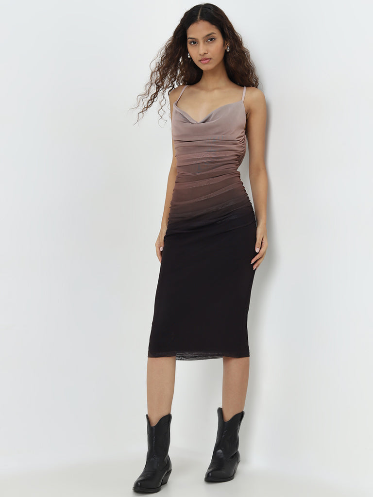 Buy Nuon Brown Ombre Finish Bodycon Dress from Westside