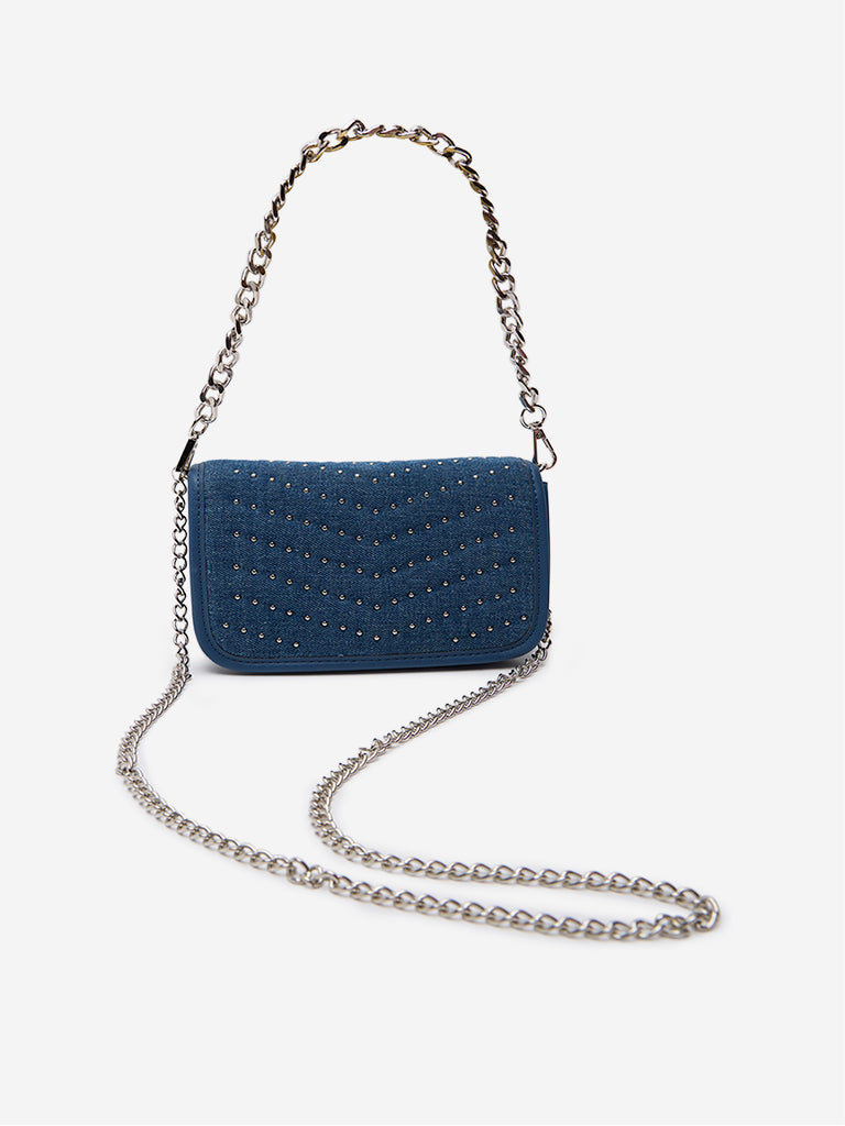 Buy Women Accessories Blue Embellished Denim Sling Bag from Westside