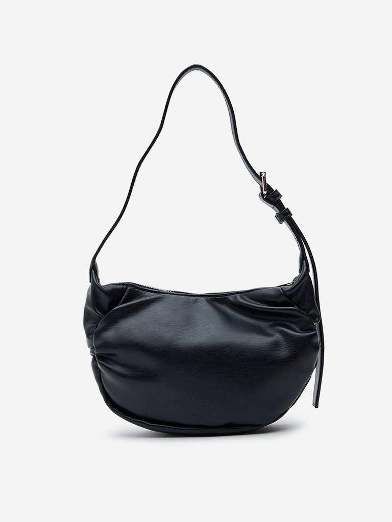 Buy Westside Black Faux Leather Baguette Bag from Westside