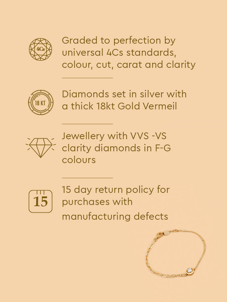 Faceted Solitaire Lab Diamond Chain Bracelet