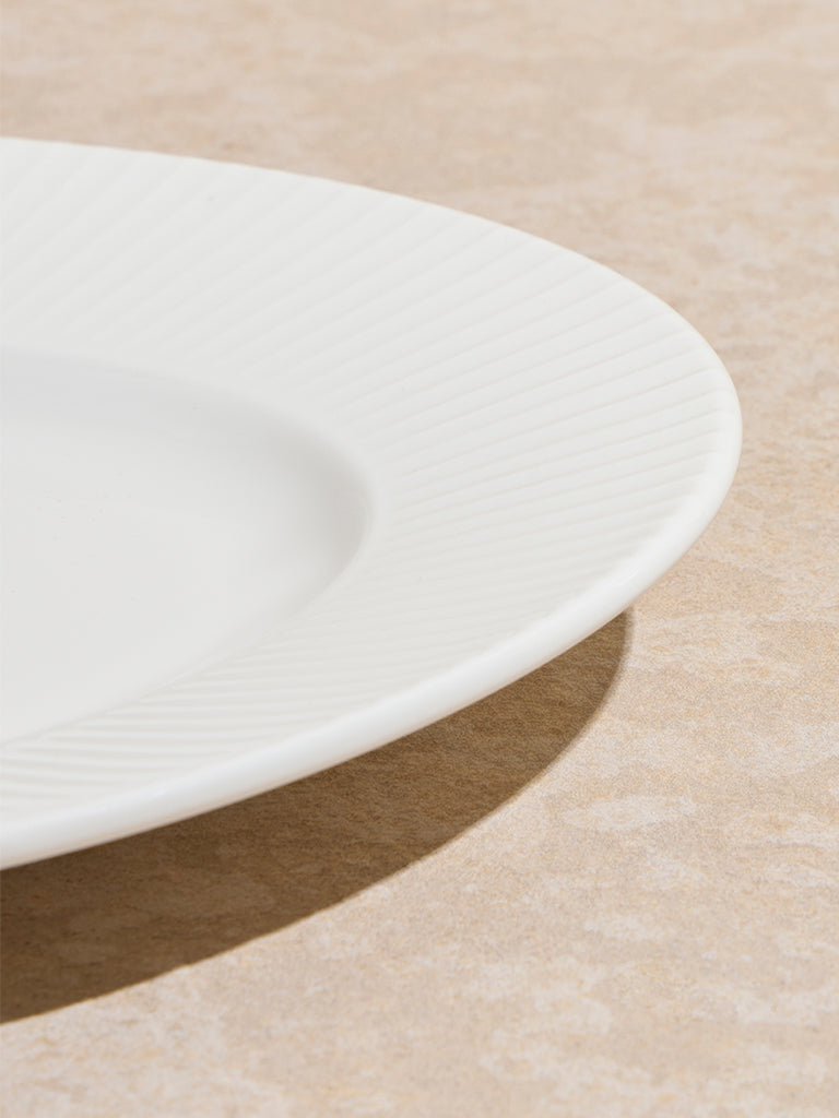 Westside Home White Ripple Oval Plate