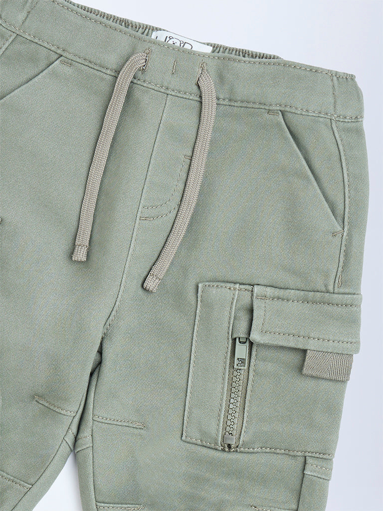 HOP Baby Boys Sage Mid-Rise Cotton-Blend Joggers