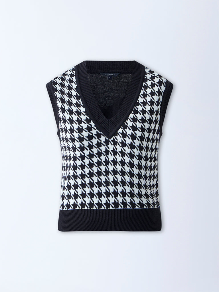 Wardrobe Black Houndstooth Design Sweater