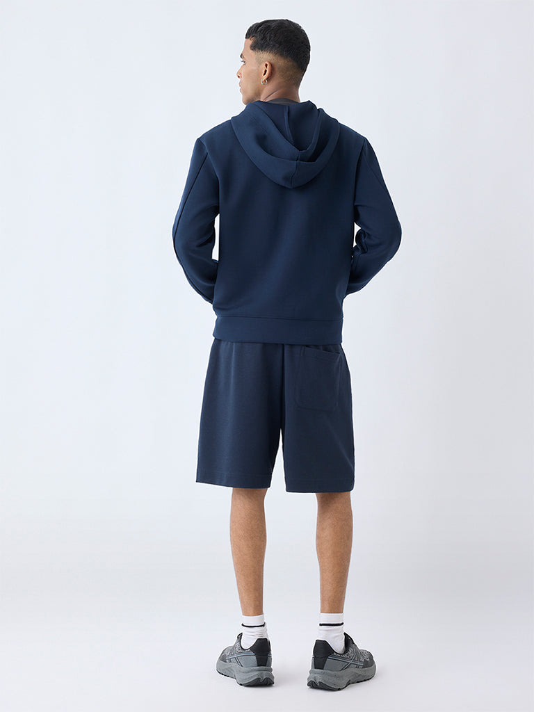 Studiofit Navy Relaxed-Fit Hooded Jacket