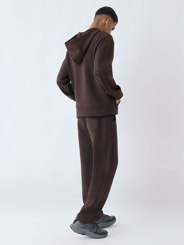 Studiofit Dark Brown Relaxed-Fit Mid-Rise Track Pants