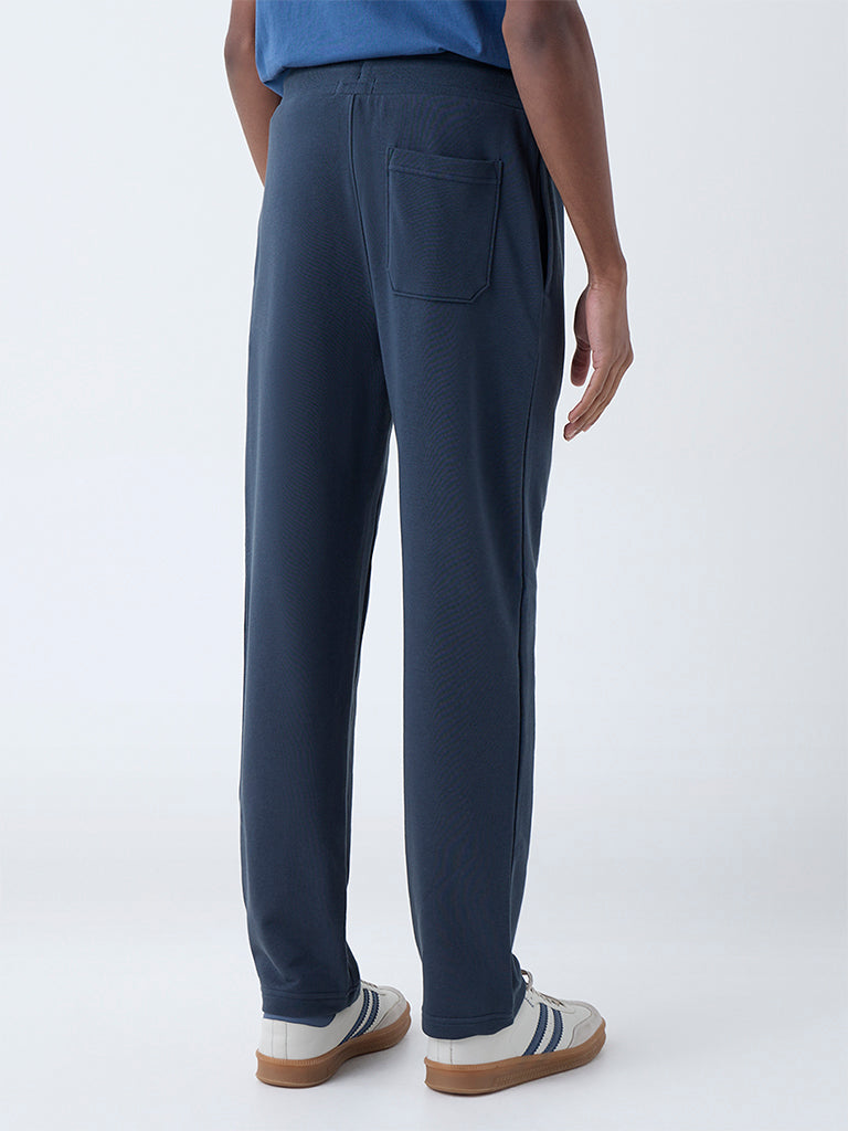 WES Casuals Teal Relaxed-Fit Cotton-Blend Track Pants
