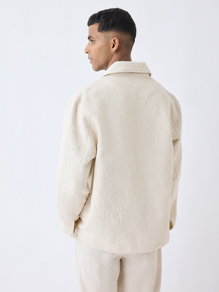 ETA Cream Jacquard Relaxed-Fit Cotton Shirt