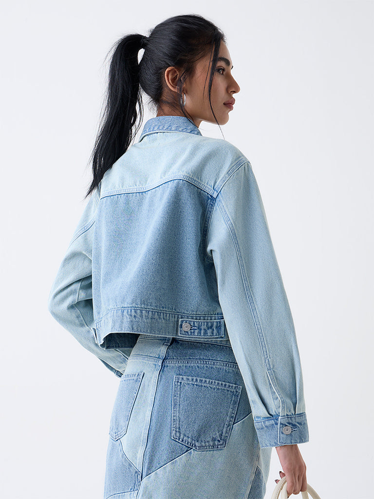 Nuon Blue Colour-Block Denim Jacket