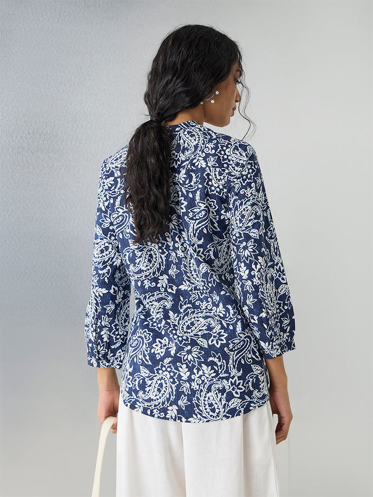 Utsa Indigo Paisley Printed Tunic