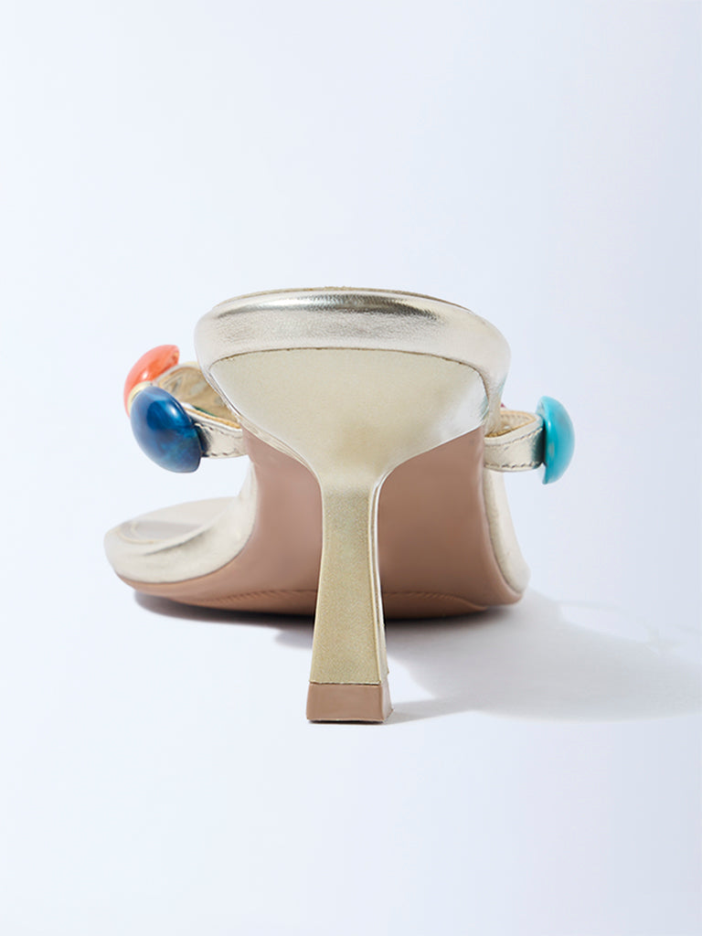 LUNA BLU Multicolour Stone-Detailed Heel Sandals