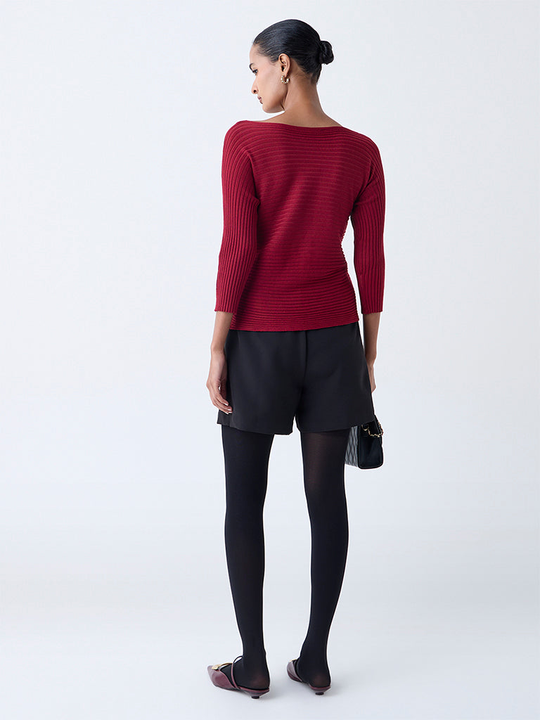 Wardrobe Red Self-Striped Top