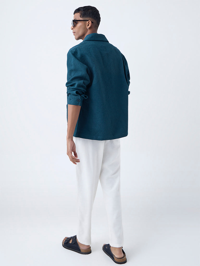ETA Dark Teal Textured Cotton Jacket
