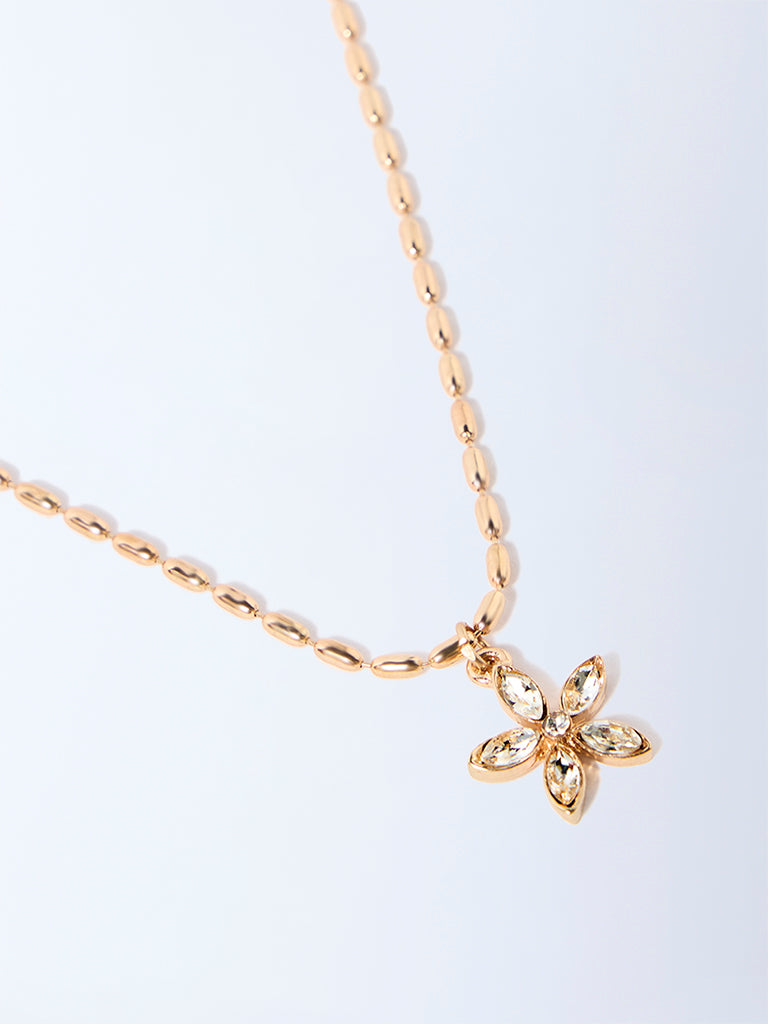 Westside Accessories Gold Floral Pendant Chain Necklace