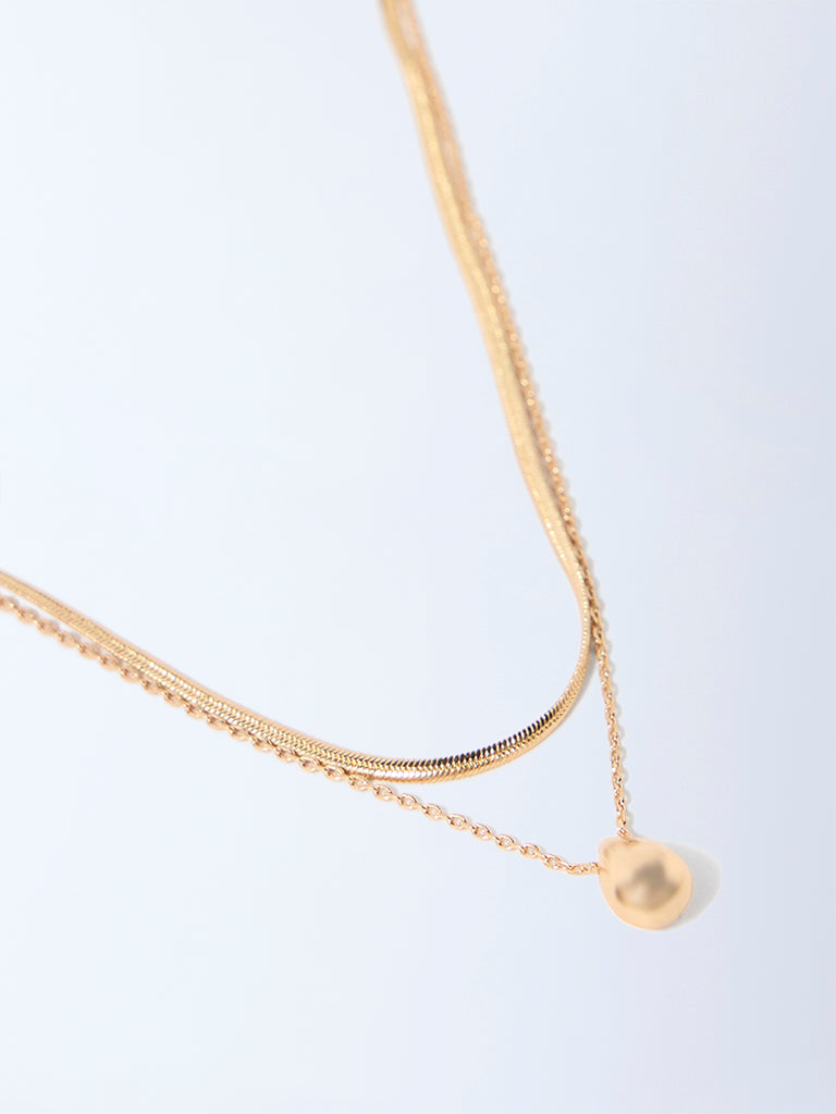 Westside Accessories Gold 2-Layer Pendant Chain Necklace