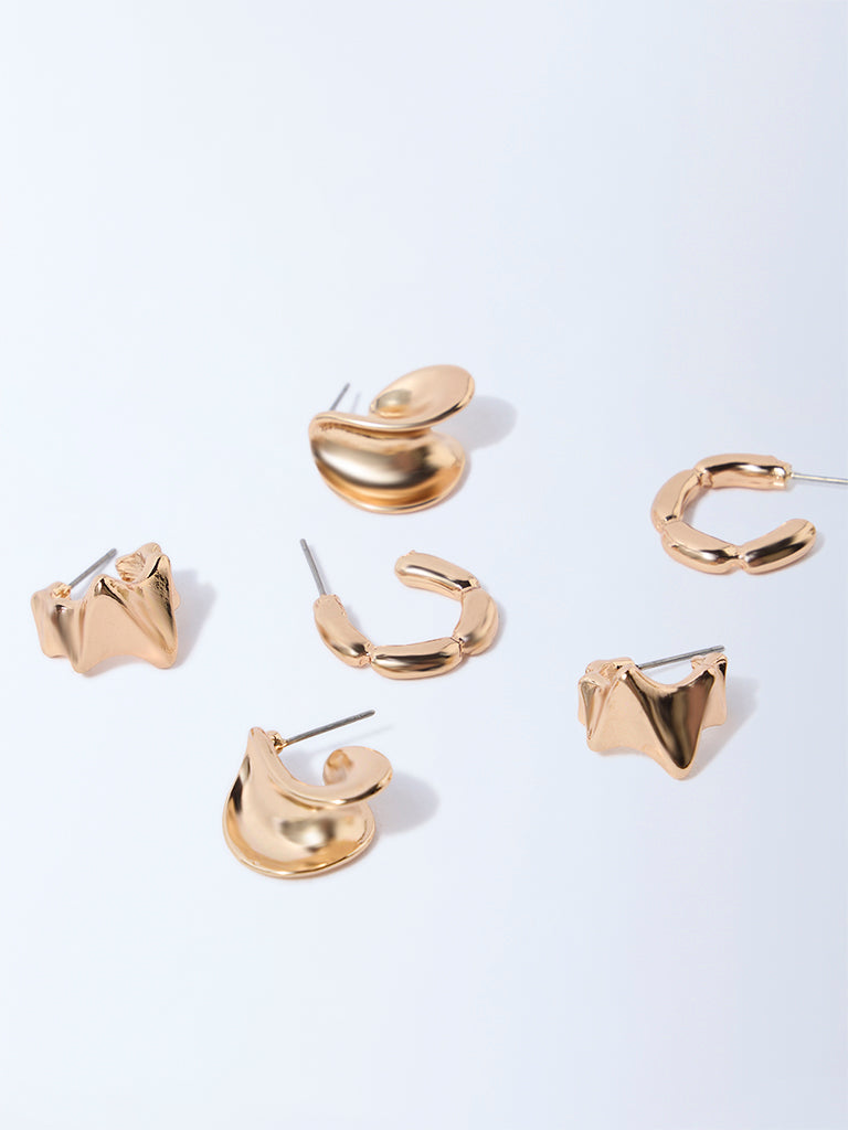 Westside Accessories Gold Think and Chunky Hoops - Pack of 3