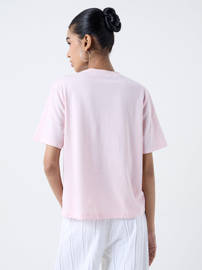 Nuon Pink Animal Printed Cotton T-Shirt
