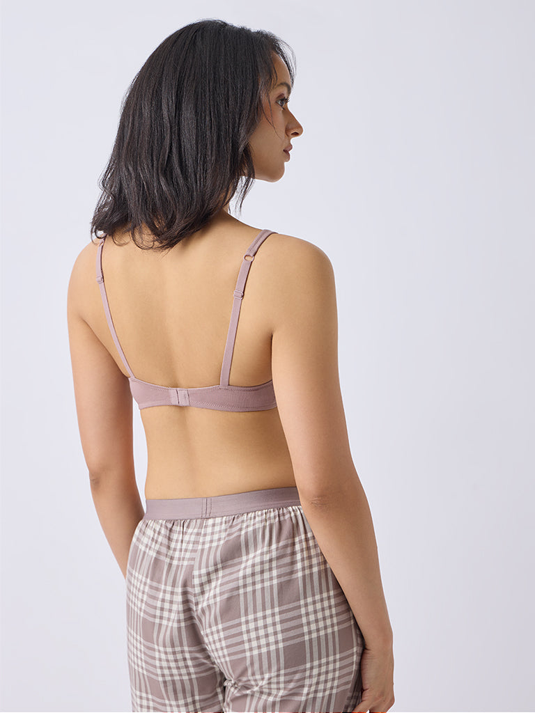 Wunderlove Mauve Cotton-Blend Padded Bra