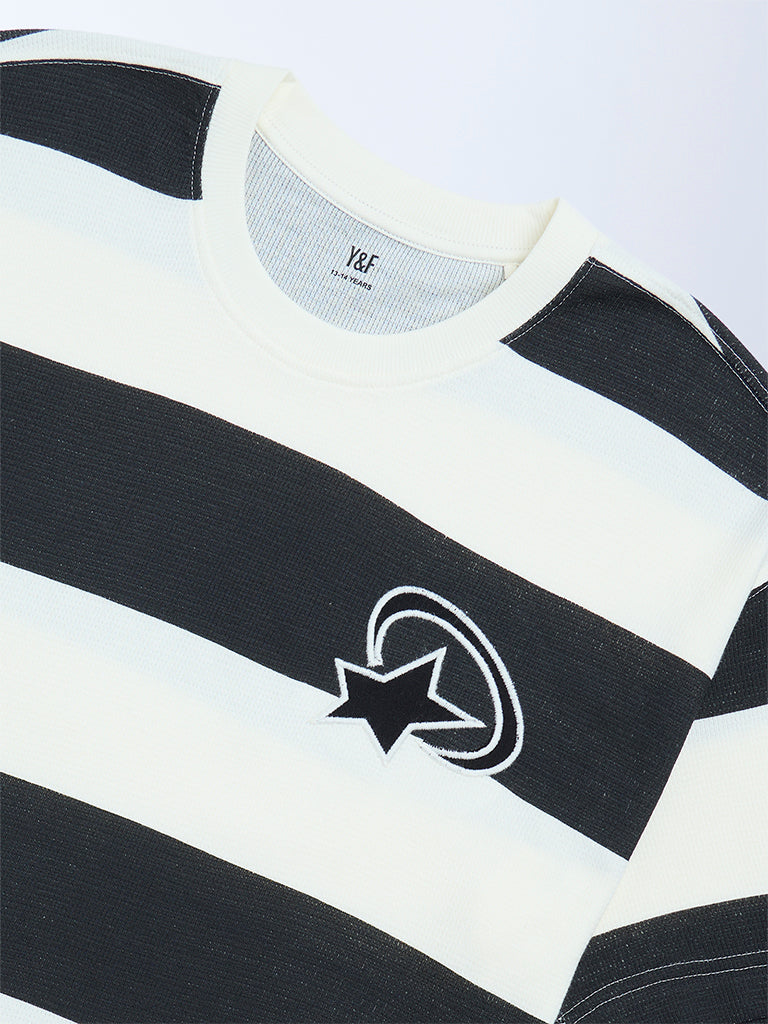 Boys Black Striped T-Shirt