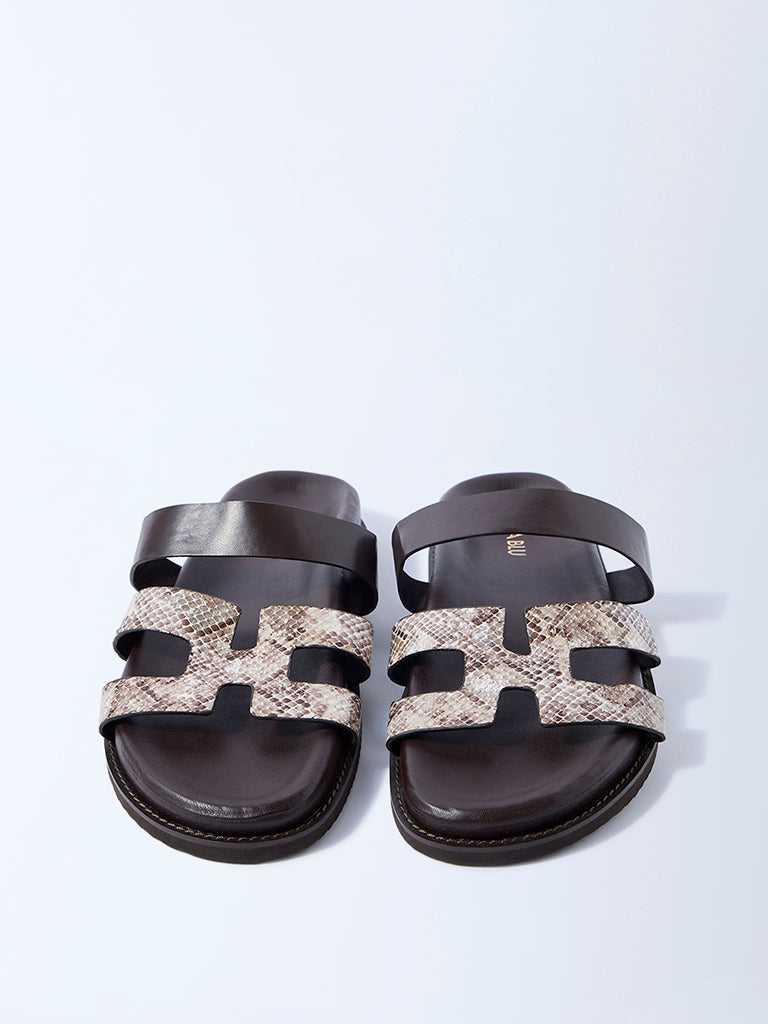 LUNA BLU Dark Brown Dual Strap Sandals