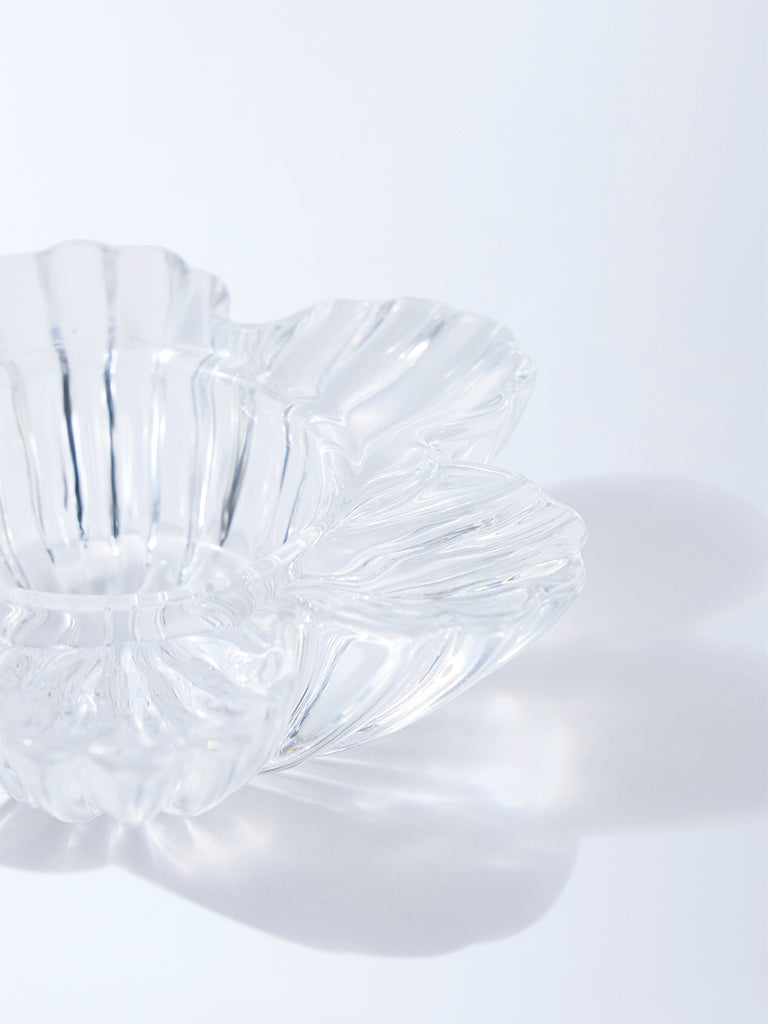 Westside Home Clear Glass Flower Tealight Candle Holder