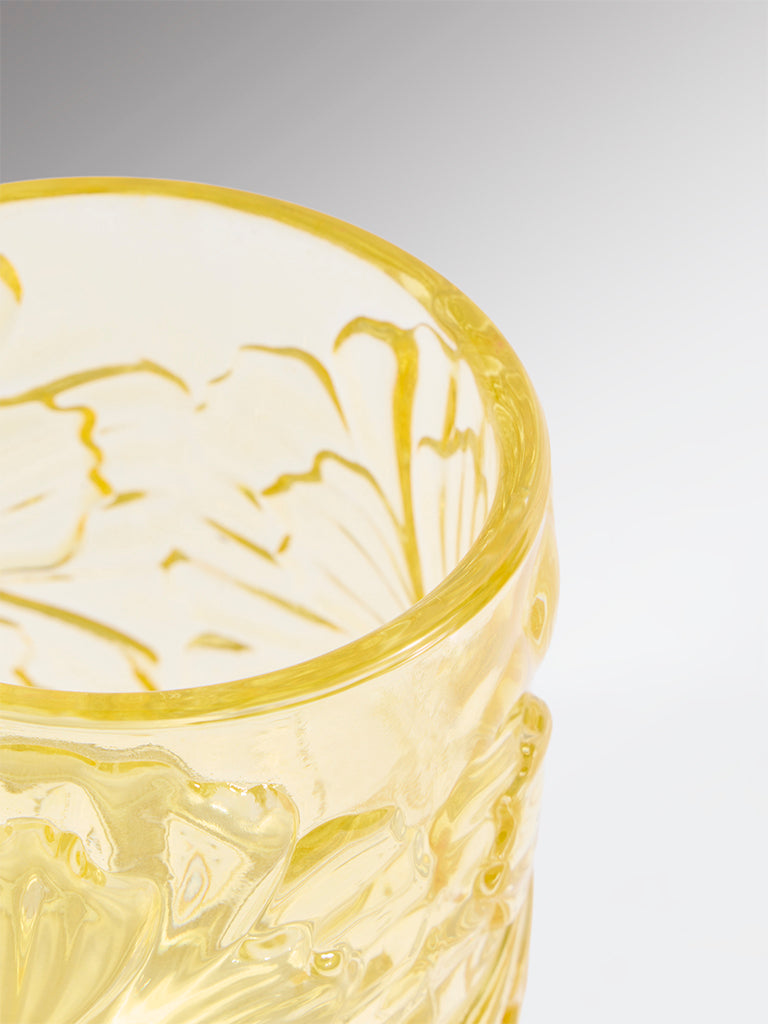 Westside Home Yellow Textured Glass Votive Candle Holder