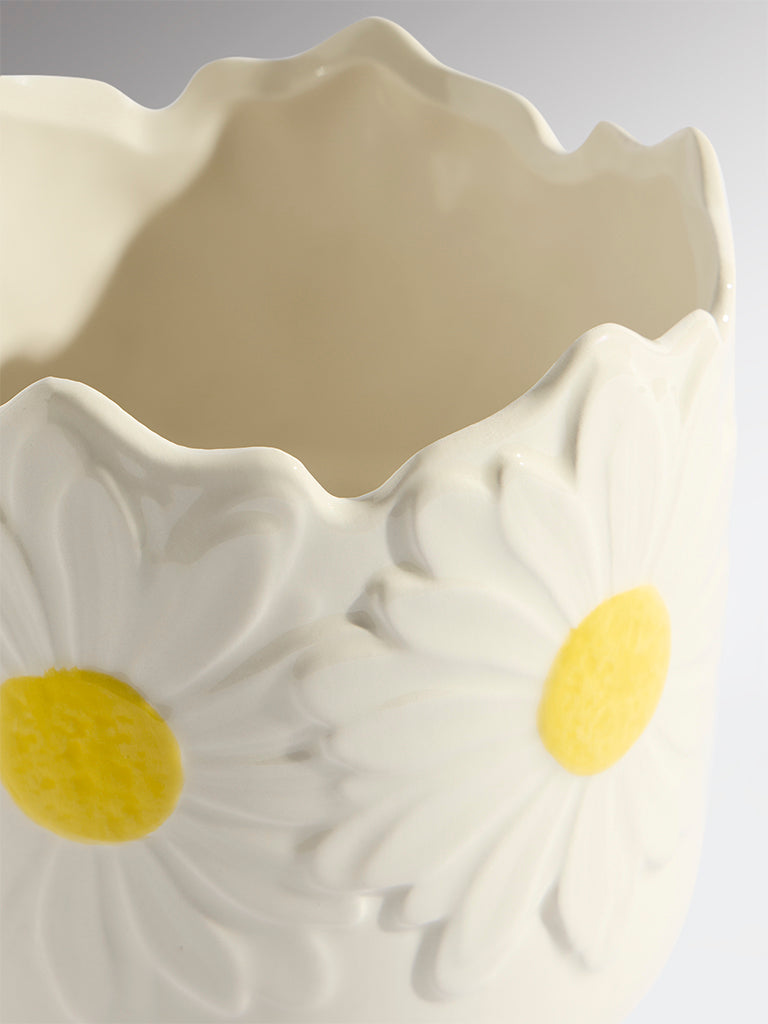 Westside Home White Sunflower Pot - Large