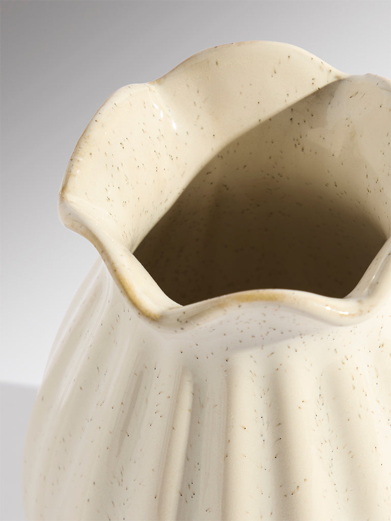 Westside Home Cream Ceramic Frill Vase