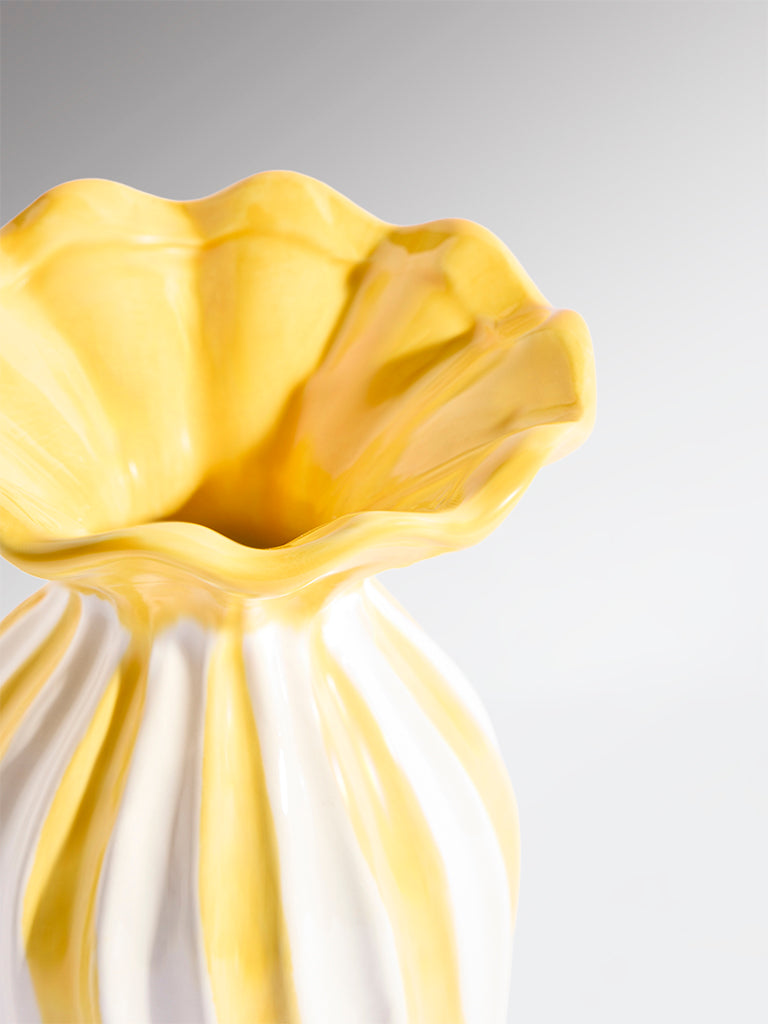Westside Home Yellow Ceramic Frill Vase - Small