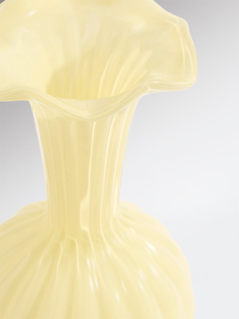 Westside Home Yellow Frill Glass Vase