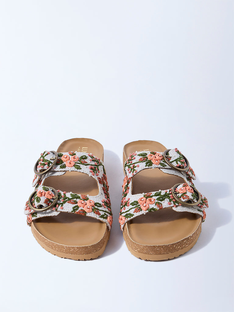 LUNA BLU Multicolour Floral Embroidered Sandals