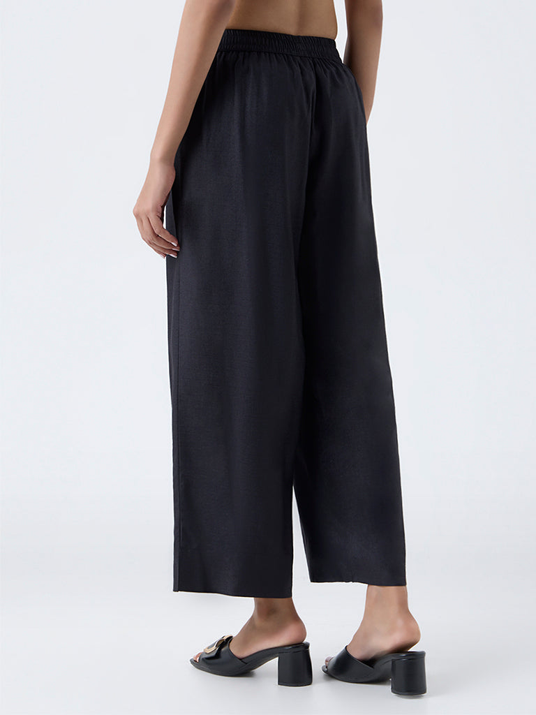 Zuba Black Solid Pants