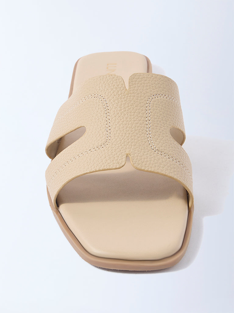 LUNA BLU Ivory Stitch-Detailed Slides - Exclusive
