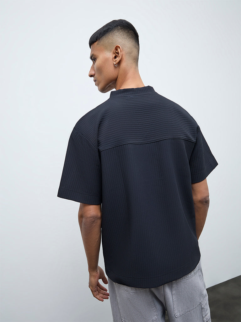 Nuon Black Numerical Printed Relaxed-Fit T-Shirt
