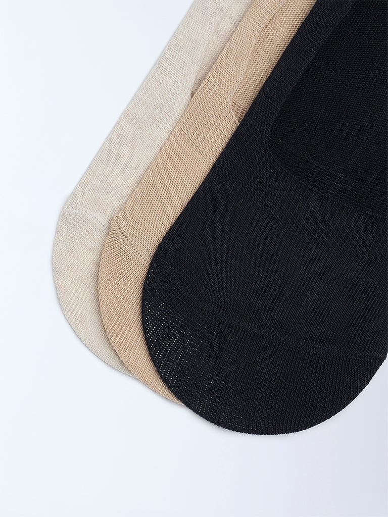 Superstar Beige No Show Cotton-Blend Socks - Pack of 3