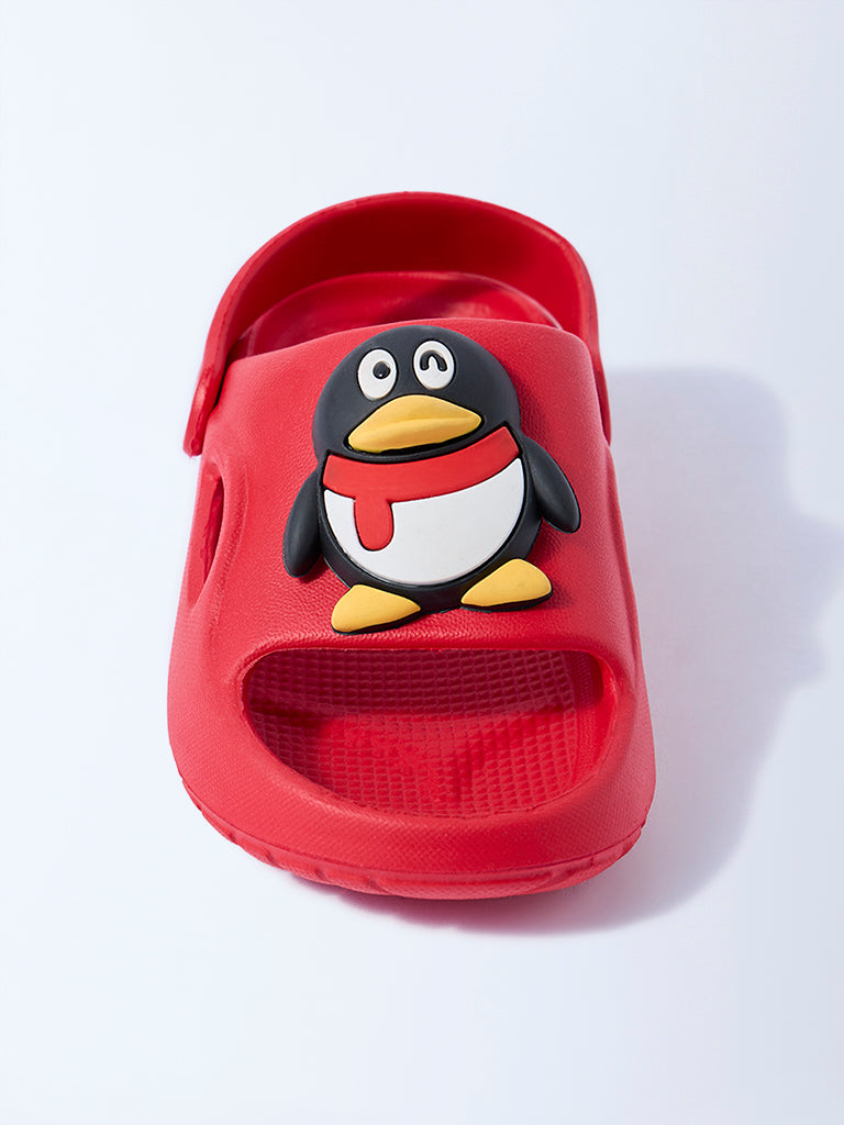 Yellow Red Penguin Applique Clogs