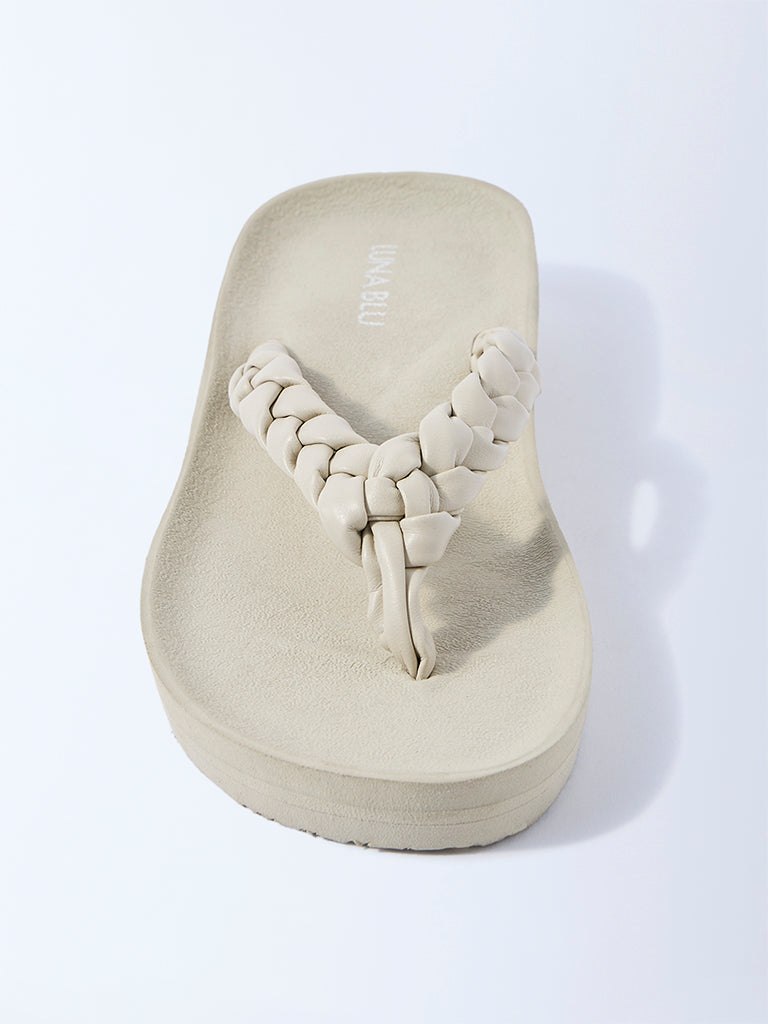LUNA BLU Ivory Braided Flip-Flops